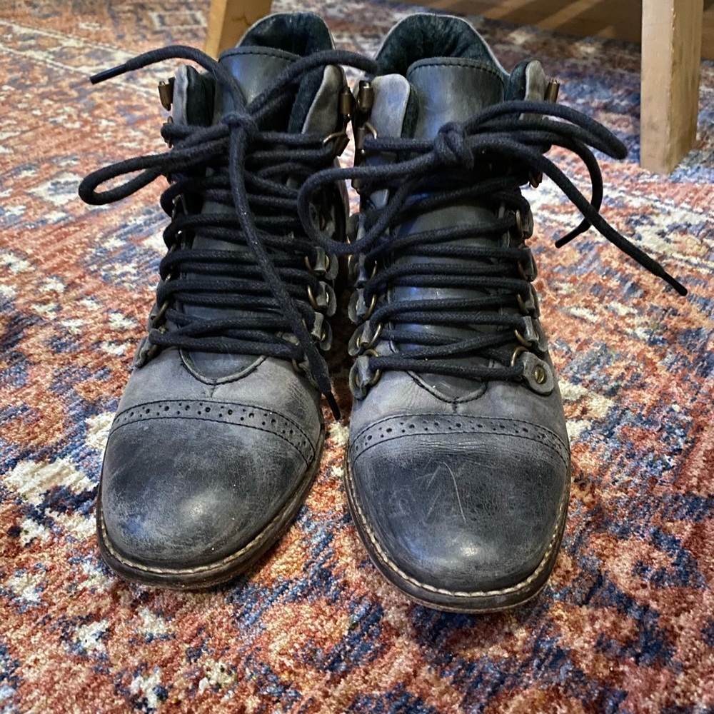 Free People Distressed Hiker Lace Up Ankle Boots